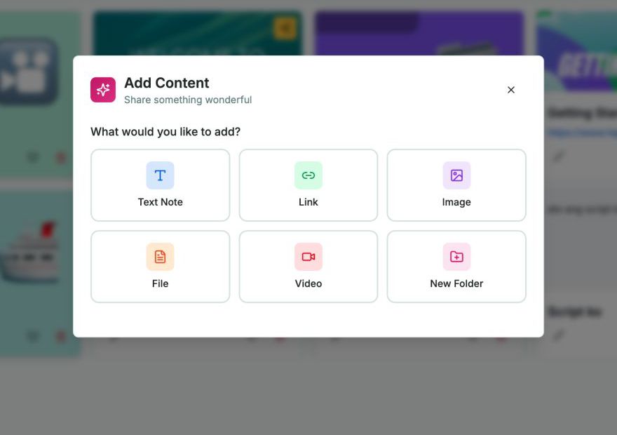 Kodiggo add content screen for saving scripts and links